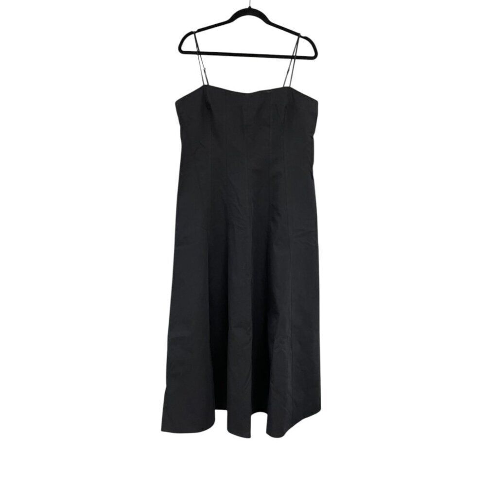 Zara Womens Midi Dress xl Navy Blue Poplin V-Neck Zw Collection 2973/257 NWT - Picture 3 of 14
